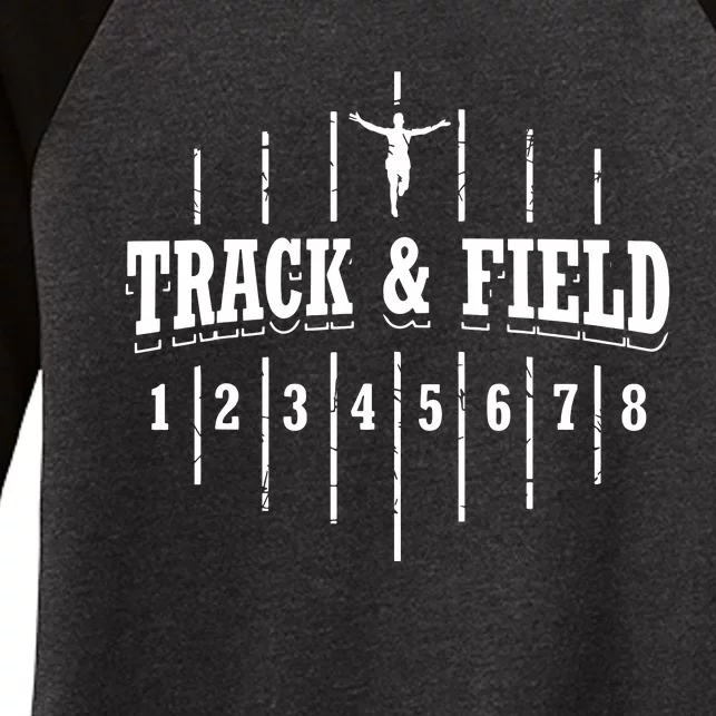 Funny Track And Field Design Runner Numbers Women's Tri-Blend 3/4-Sleeve Raglan Shirt