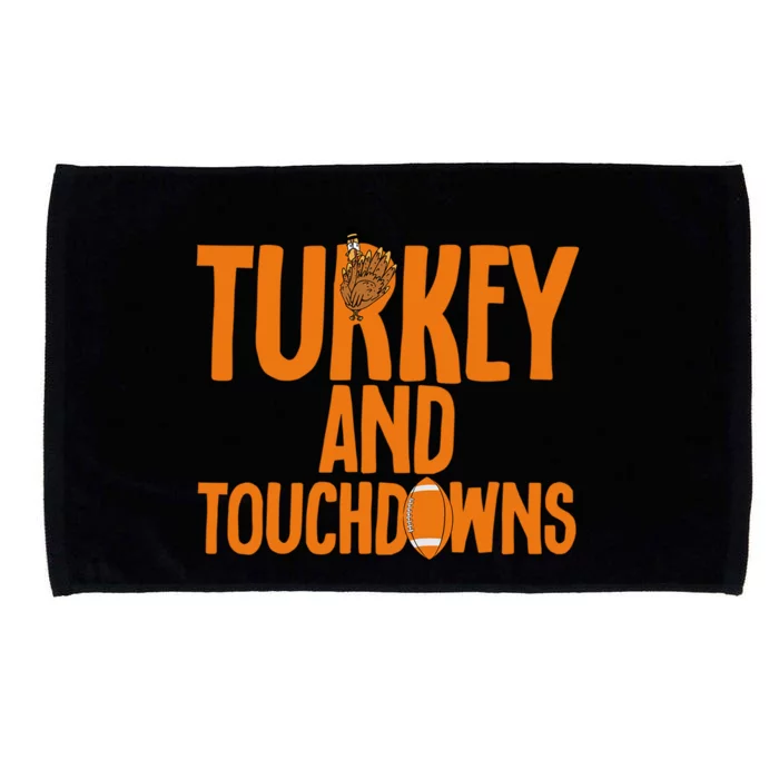 Football Turkey And Touchdowns Thanksgiving Gift Microfiber Hand Towel