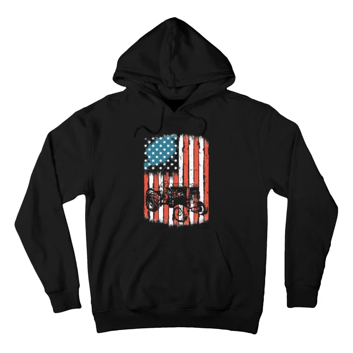 Farm Tractors American Flag Usa Patriotic Farming Rancher Hoodie