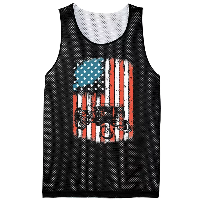 Farm Tractors American Flag Usa Patriotic Farming Rancher Mesh Reversible Basketball Jersey Tank