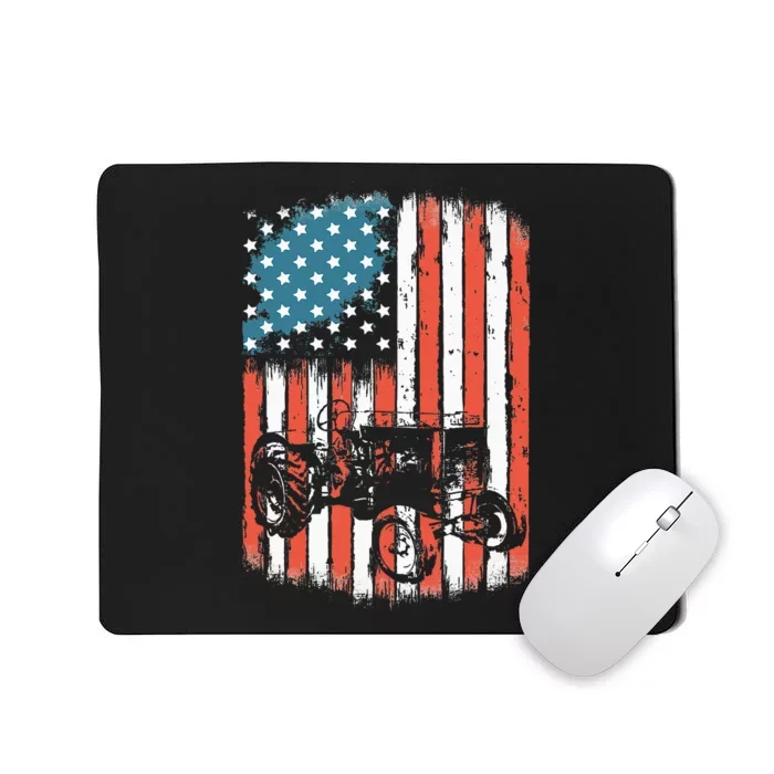 Farm Tractors American Flag Usa Patriotic Farming Rancher Mousepad