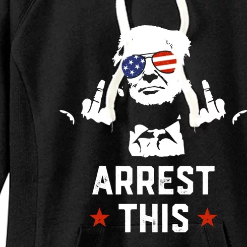 Funny Trump Arrest This Donald Trump Middle Finger President Women's Fleece Hoodie