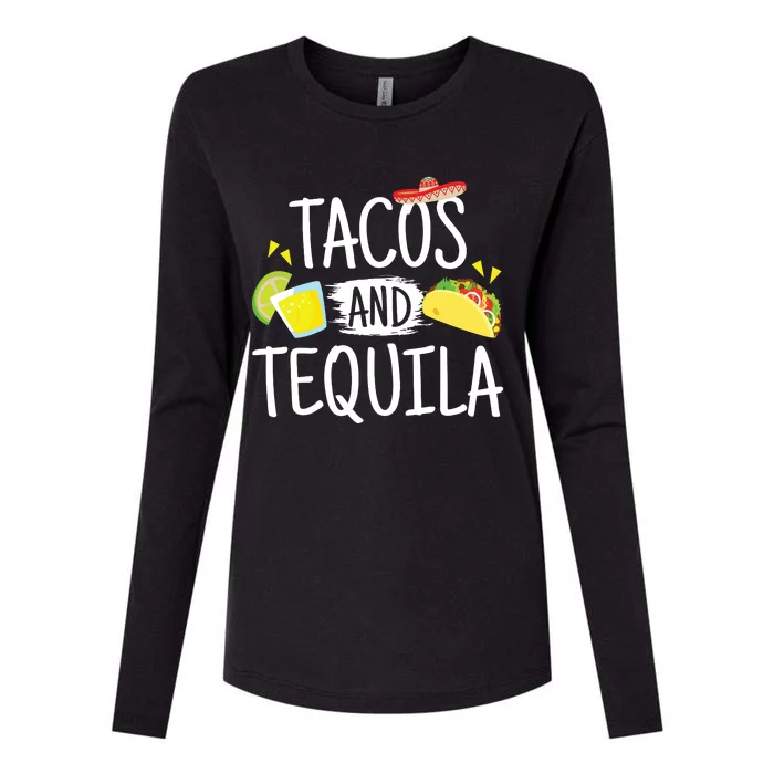 Funny Tacos And Tequila Mexican Sombrero Gift Womens Cotton Relaxed Long Sleeve T-Shirt