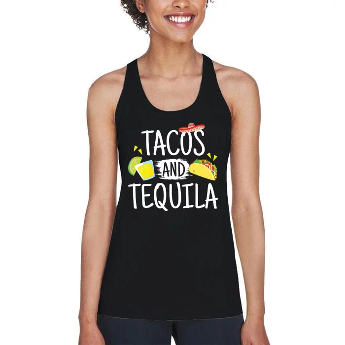 Funny Tacos And Tequila Mexican Sombrero Gift Women's Racerback Tank