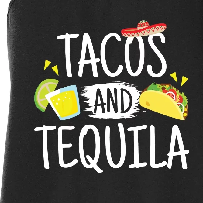 Funny Tacos And Tequila Mexican Sombrero Gift Women's Racerback Tank