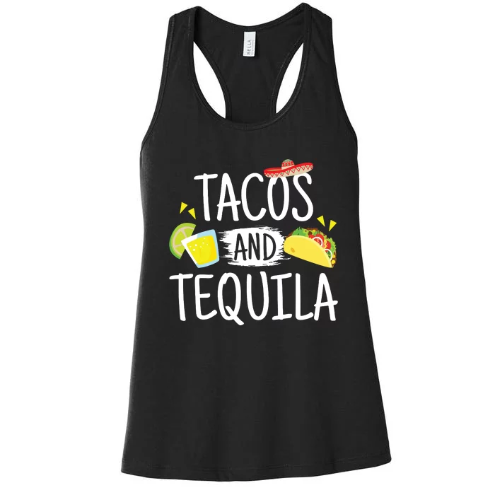 Funny Tacos And Tequila Mexican Sombrero Gift Women's Racerback Tank