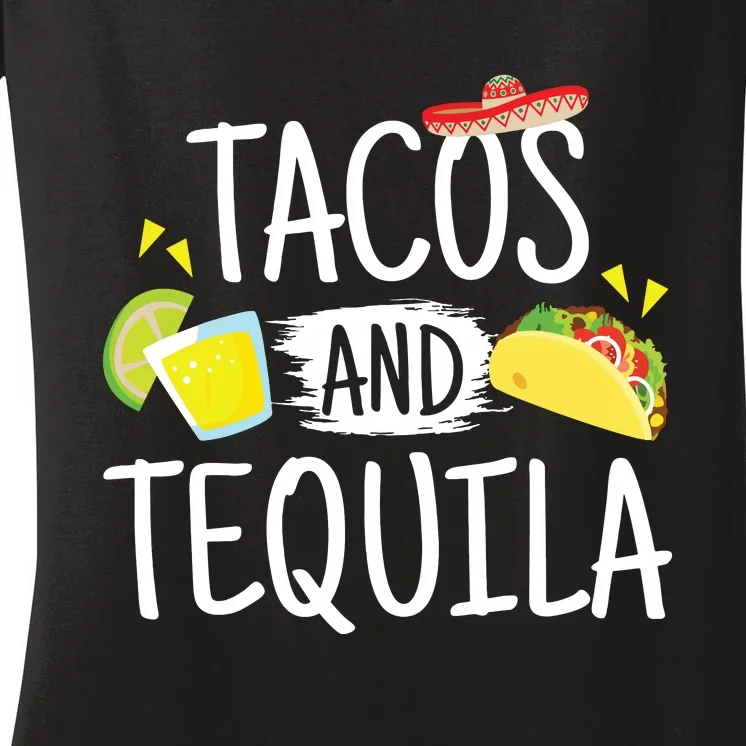 Funny Tacos And Tequila Mexican Sombrero Gift Women's V-Neck T-Shirt