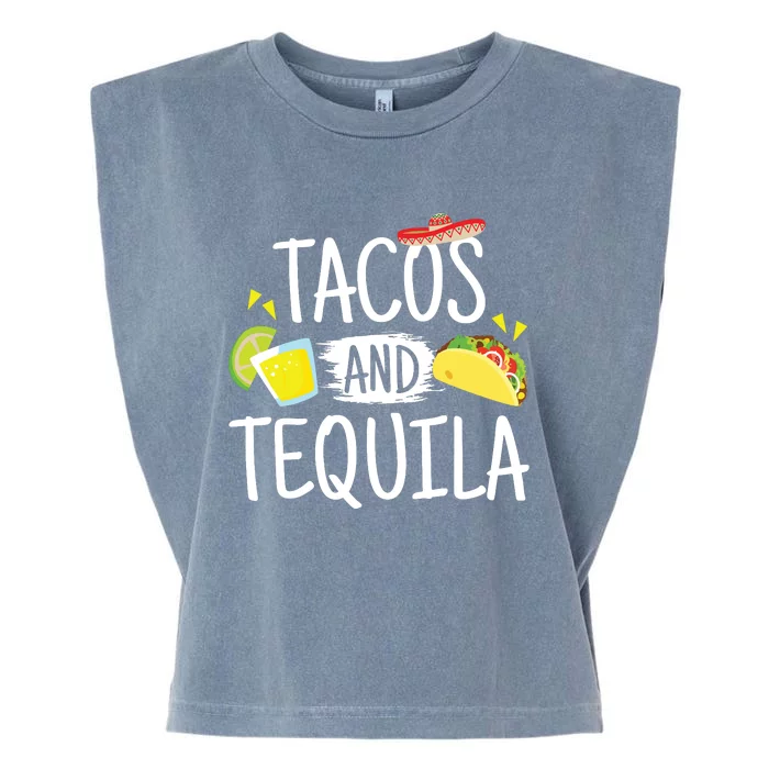 Funny Tacos And Tequila Mexican Sombrero Gift Garment-Dyed Women's Muscle Tee