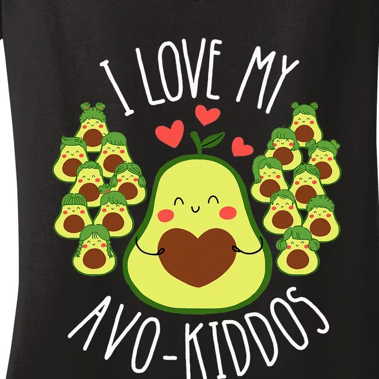 Funny Teacher Avocado Valentine's Day Cute Retro Women's V-Neck T-Shirt