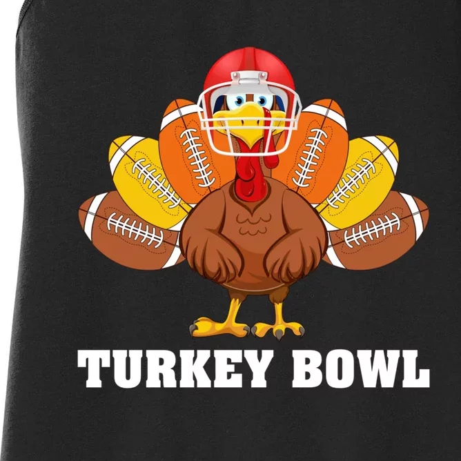 Funny Turkey American Football Bowl Thanksgiving Women's Racerback Tank