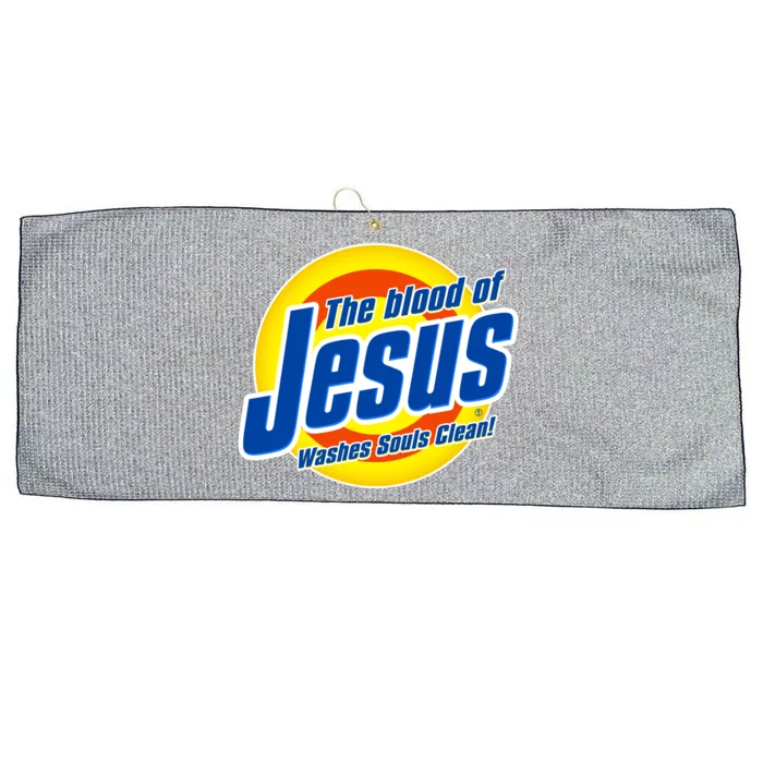 Funny The Blood Of Jesus Washes Souls Clean Detergent Large Microfiber Waffle Golf Towel