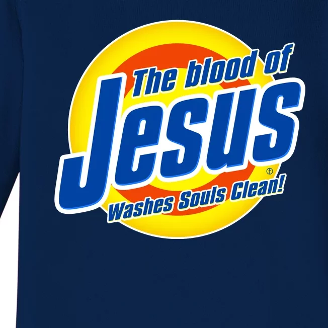 Funny The Blood Of Jesus Washes Souls Clean Detergent Baby Long Sleeve Bodysuit