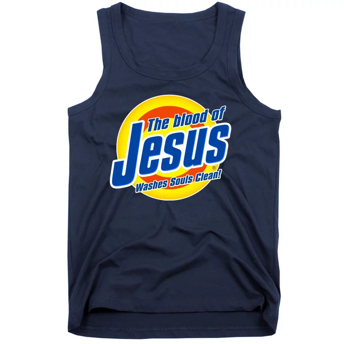 Funny The Blood Of Jesus Washes Souls Clean Detergent Tank Top