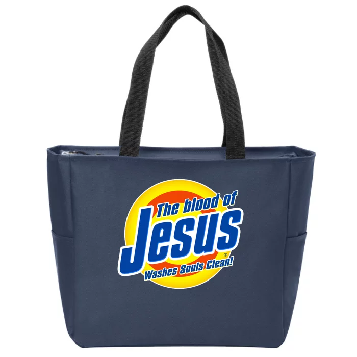 Funny The Blood Of Jesus Washes Souls Clean Detergent Zip Tote Bag