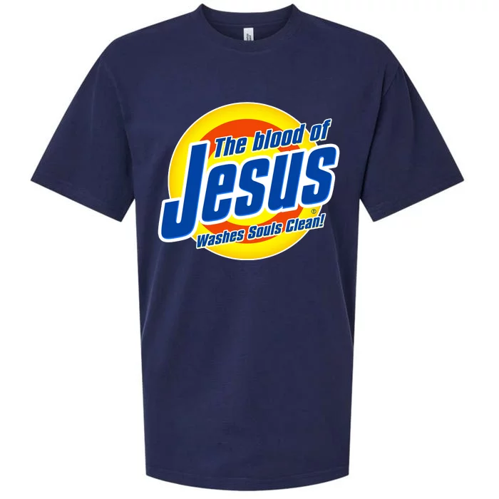 Funny The Blood Of Jesus Washes Souls Clean Detergent Sueded Cloud Jersey T-Shirt