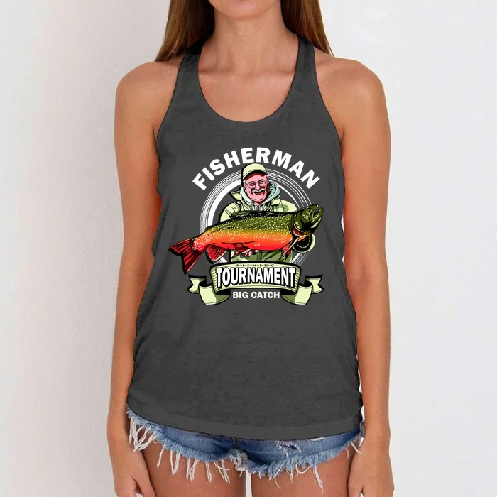 Fishing Tournament Big Catch Women's Knotted Racerback Tank