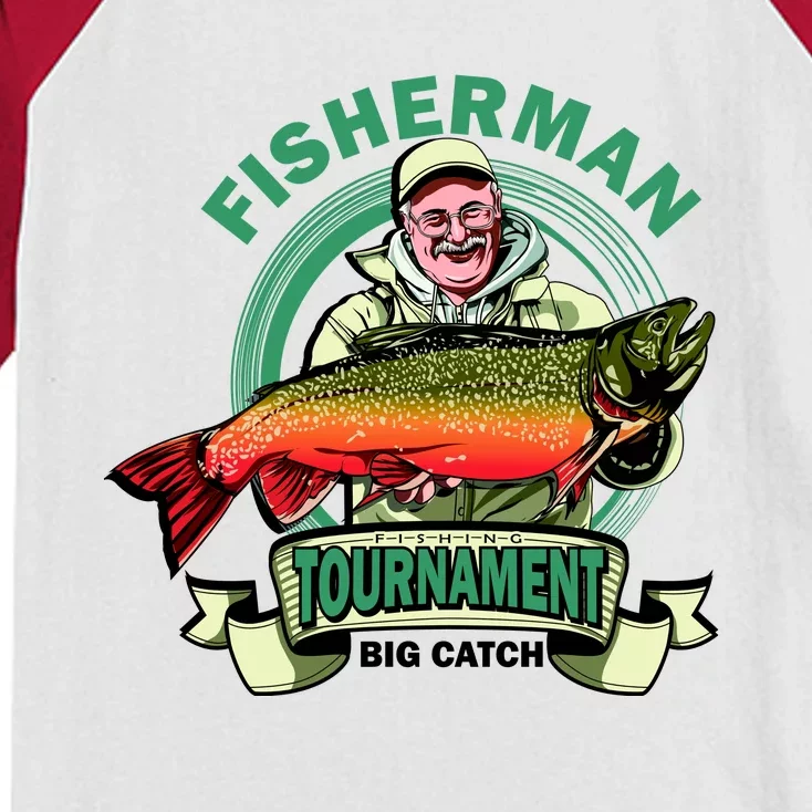 Fishing Tournament Big Catch Kids Colorblock Raglan Jersey