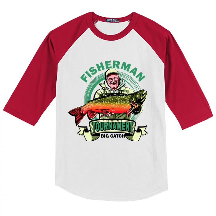 Fishing Tournament Big Catch Kids Colorblock Raglan Jersey