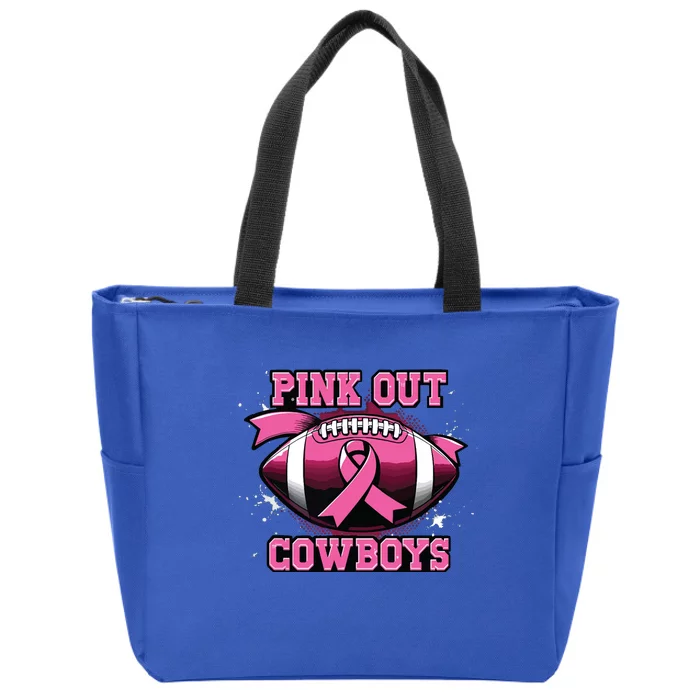 Football Tackle Breast Cancer Awareness Out Cowboys Zip Tote Bag