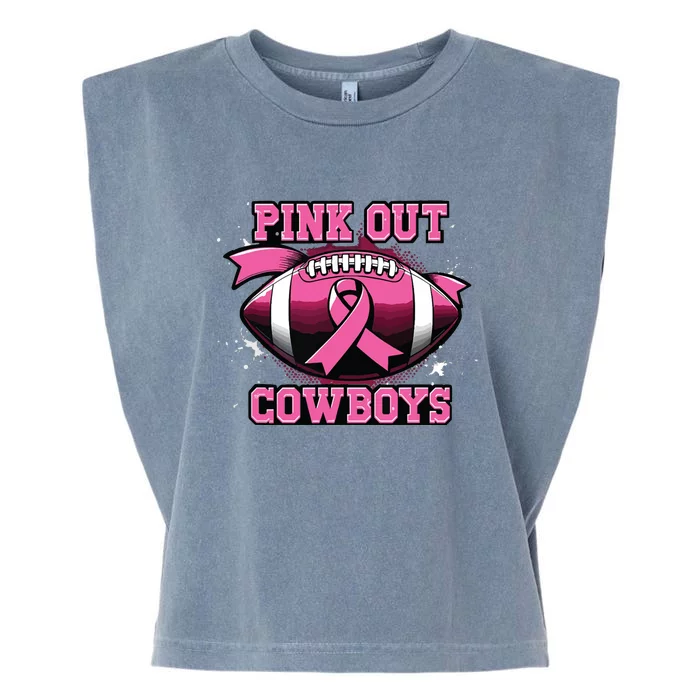 Football Tackle Breast Cancer Awareness Out Cowboys Garment-Dyed Women's Muscle Tee