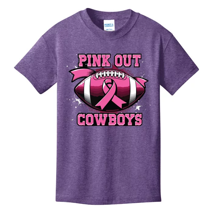 Football Tackle Breast Cancer Awareness Out Cowboys Kids T-Shirt