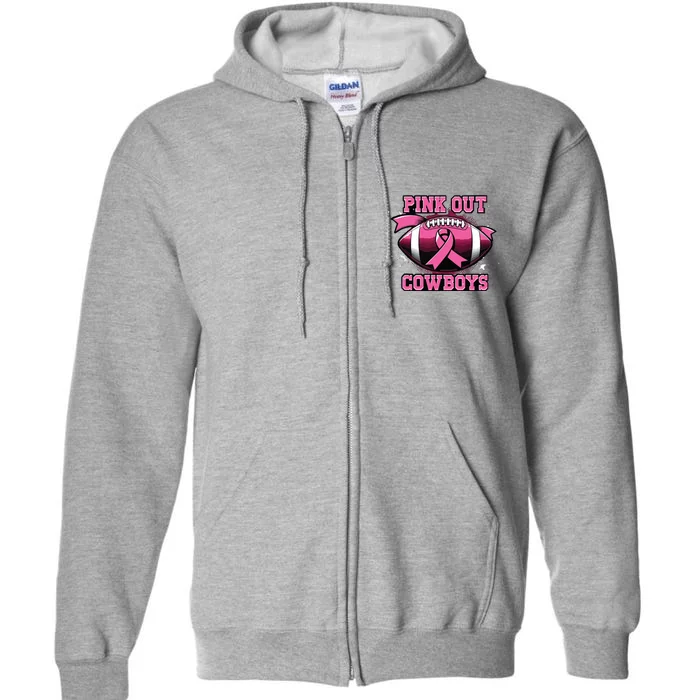 Football Tackle Breast Cancer Awareness Out Cowboys Full Zip Hoodie