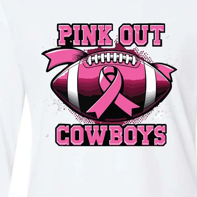 Football Tackle Breast Cancer Awareness Out Cowboys Womens Cotton Relaxed Long Sleeve T-Shirt