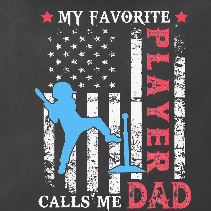 Favorite Tee Ball Player Calls Me Dad USA Flag Father's day Zip Tote Bag