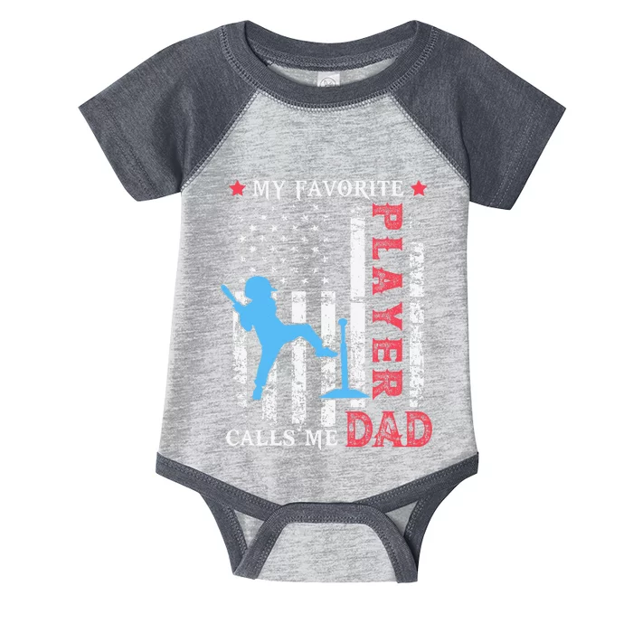 Favorite Tee Ball Player Calls Me Dad USA Flag Father's day Infant Baby Jersey Bodysuit