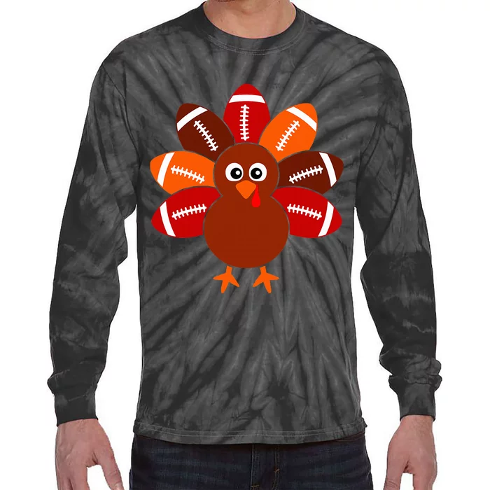 Football Turkey Balls Thanksgiving Tie-Dye Long Sleeve Shirt