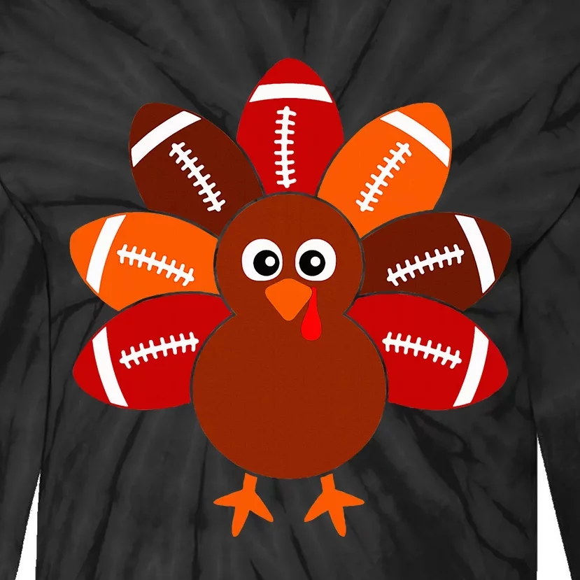 Football Turkey Balls Thanksgiving Tie-Dye Long Sleeve Shirt