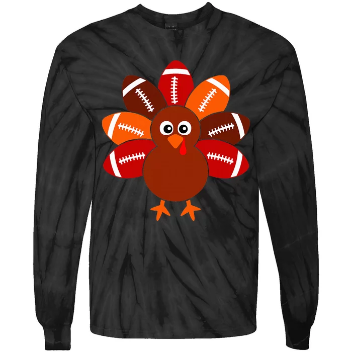 Football Turkey Balls Thanksgiving Tie-Dye Long Sleeve Shirt