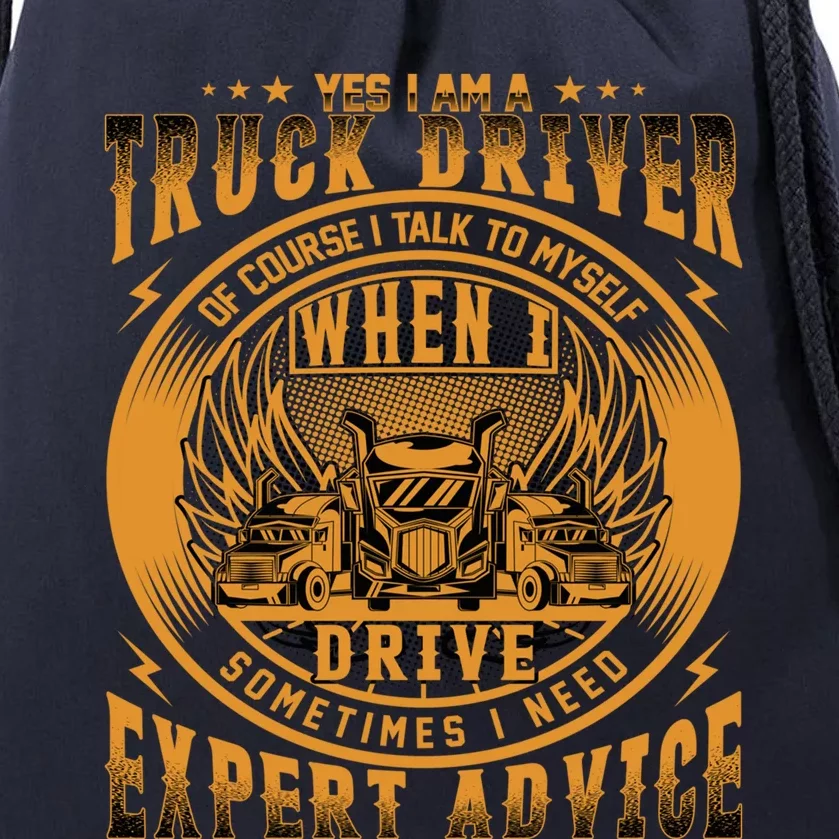 Funny Trucker Big Rig Semi Truck Driver Quote 18 Wheeler Gift Drawstring Bag