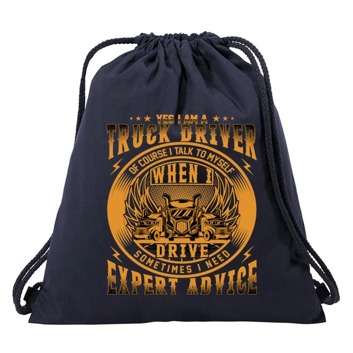 Funny Trucker Big Rig Semi Truck Driver Quote 18 Wheeler Gift Drawstring Bag