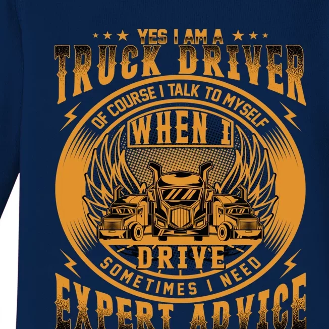 Funny Trucker Big Rig Semi Truck Driver Quote 18 Wheeler Gift Baby Long Sleeve Bodysuit