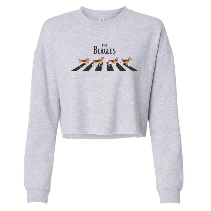 Funny The Beagles Album Spoof Cropped Pullover Crew