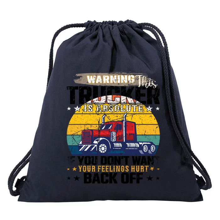 Funny Trucker Big Rig Semi Truck Driver Quote 18 Wheeler Gift Drawstring Bag