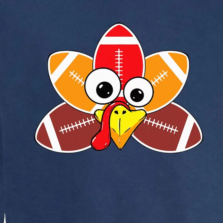 Funny Thanksgiving Baby Turkey Football Balls Sport Lovers Garment-Dyed Sweatshirt