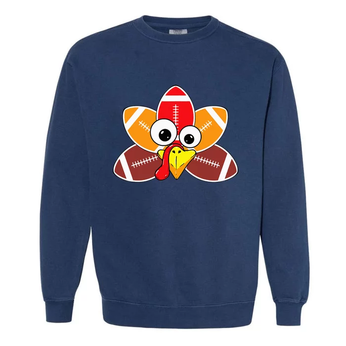 Funny Thanksgiving Baby Turkey Football Balls Sport Lovers Garment-Dyed Sweatshirt