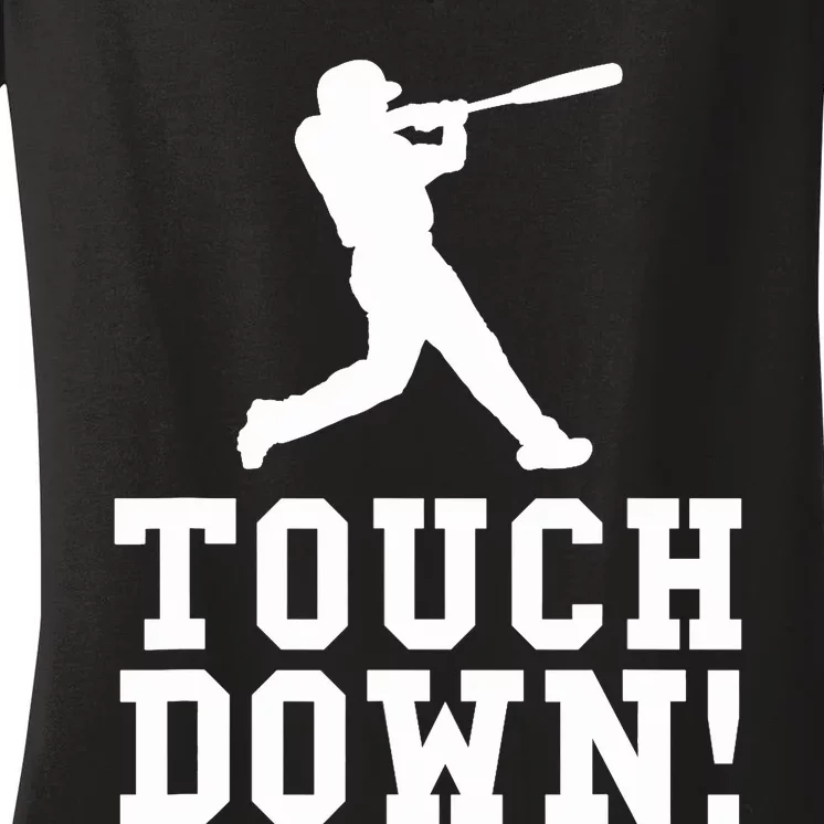 Funny Touchdown Baseball Football Sports Gift Women's V-Neck T-Shirt