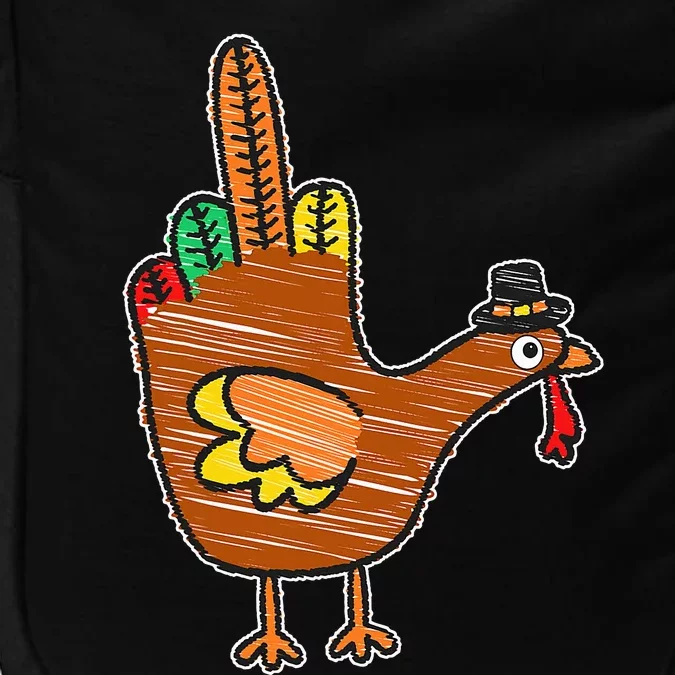 Flipping the Bird Thanksgiving Turkey Funny Drawing Impact Tech Backpack