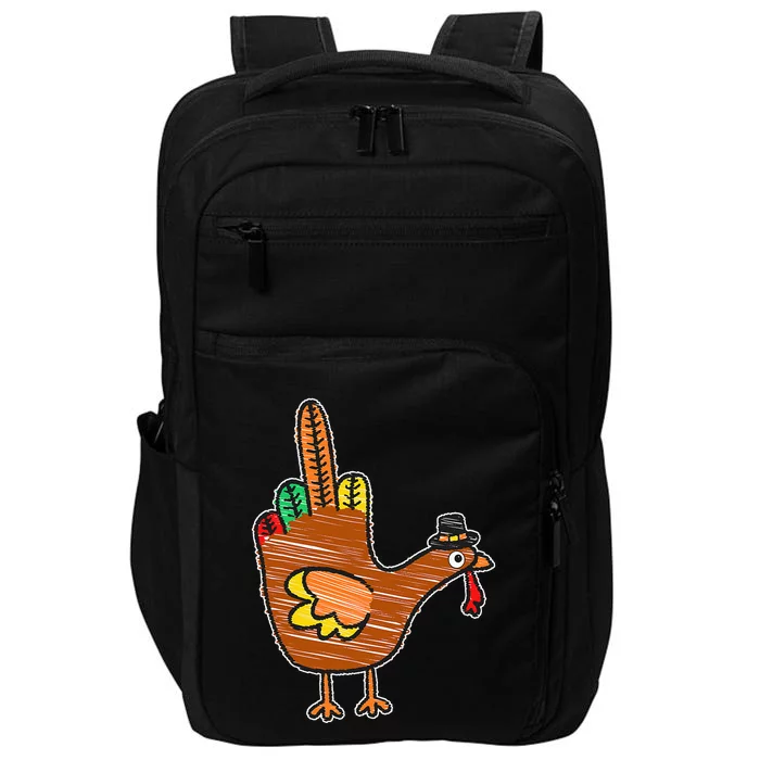 Flipping the Bird Thanksgiving Turkey Funny Drawing Impact Tech Backpack