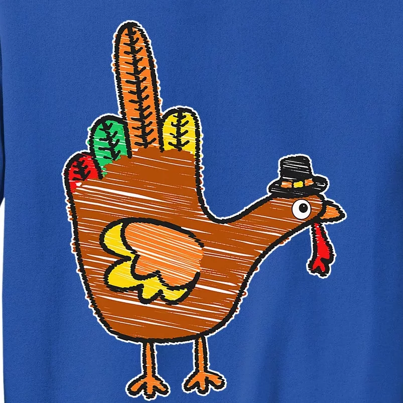 Flipping the Bird Thanksgiving Turkey Funny Drawing Sweatshirt