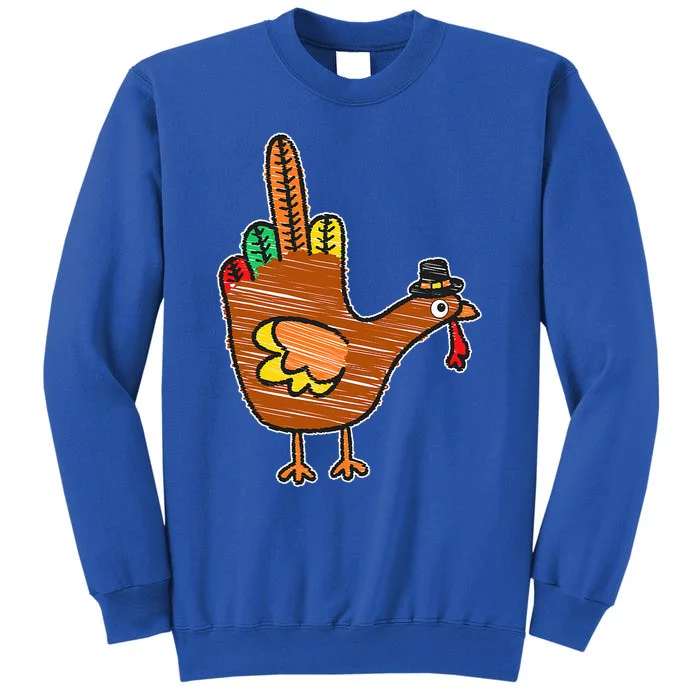 Flipping the Bird Thanksgiving Turkey Funny Drawing Sweatshirt