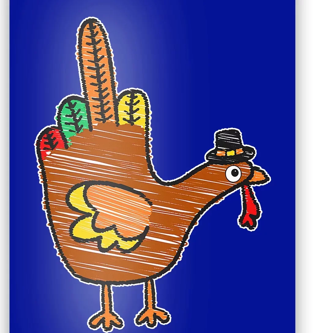 Flipping the Bird Thanksgiving Turkey Funny Drawing Poster