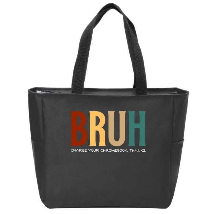 Funny Teachers Bruh Zip Tote Bag