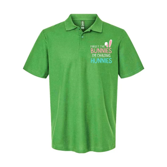 Forget The Bunnies IM Chasing Hunnies Easter Clothing Easter Bunny Funny Easter Softstyle Adult Sport Polo