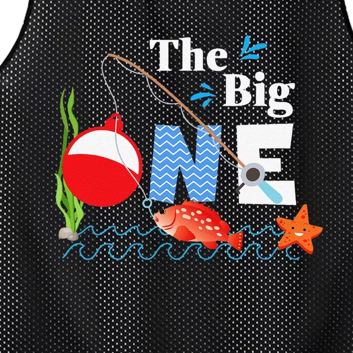 Fishing The Big One Year 1st First Birthday Little Fisherman Mesh Reversible Basketball Jersey Tank