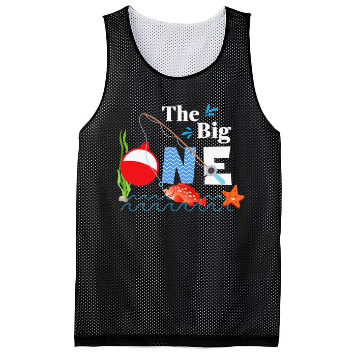 Fishing The Big One Year 1st First Birthday Little Fisherman Mesh Reversible Basketball Jersey Tank