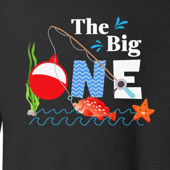 Fishing The Big One Year 1st First Birthday Little Fisherman Toddler Sweatshirt